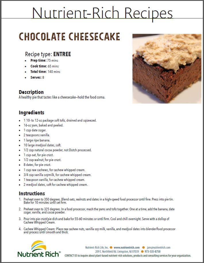 Nutrient Rich Recipes - Chocolate Cheesecake